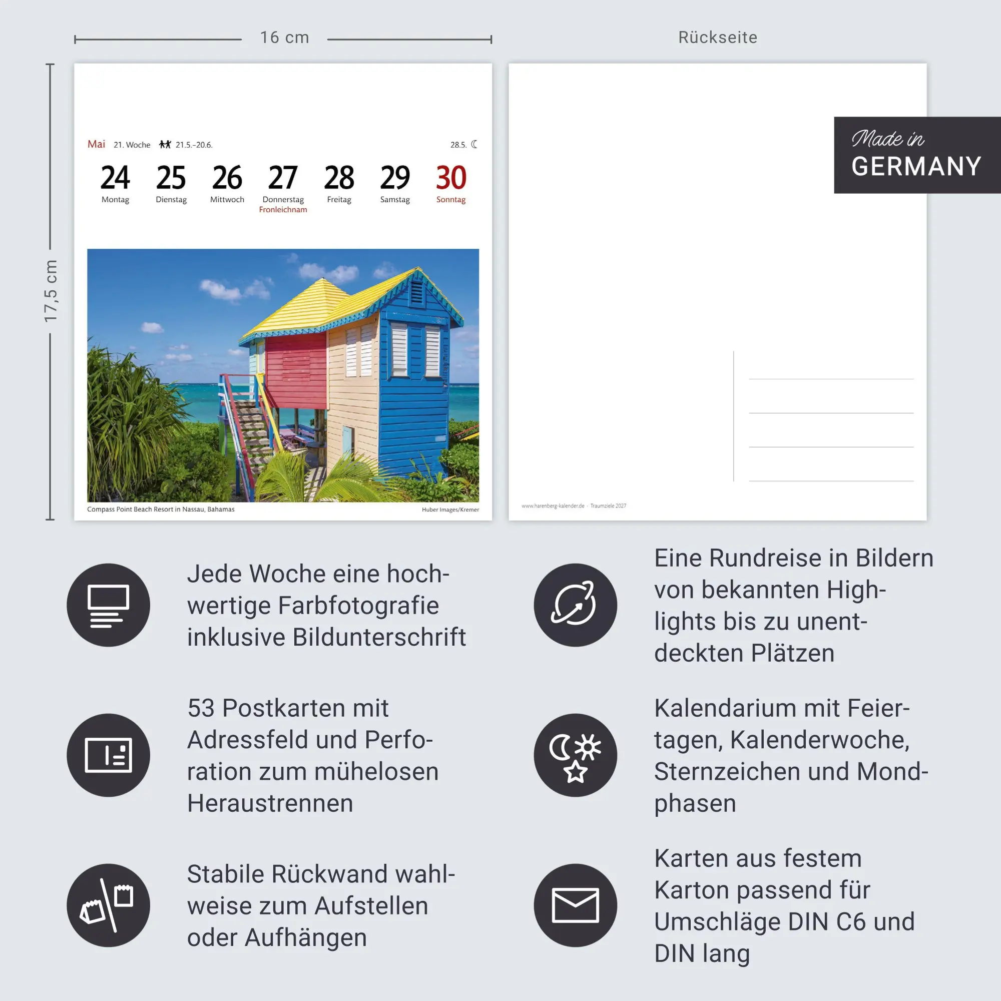 Bild: 9783840039263 | Traumziele Sehnsuchtskalender 2027 - Wochenkalender mit 53 Postkarten