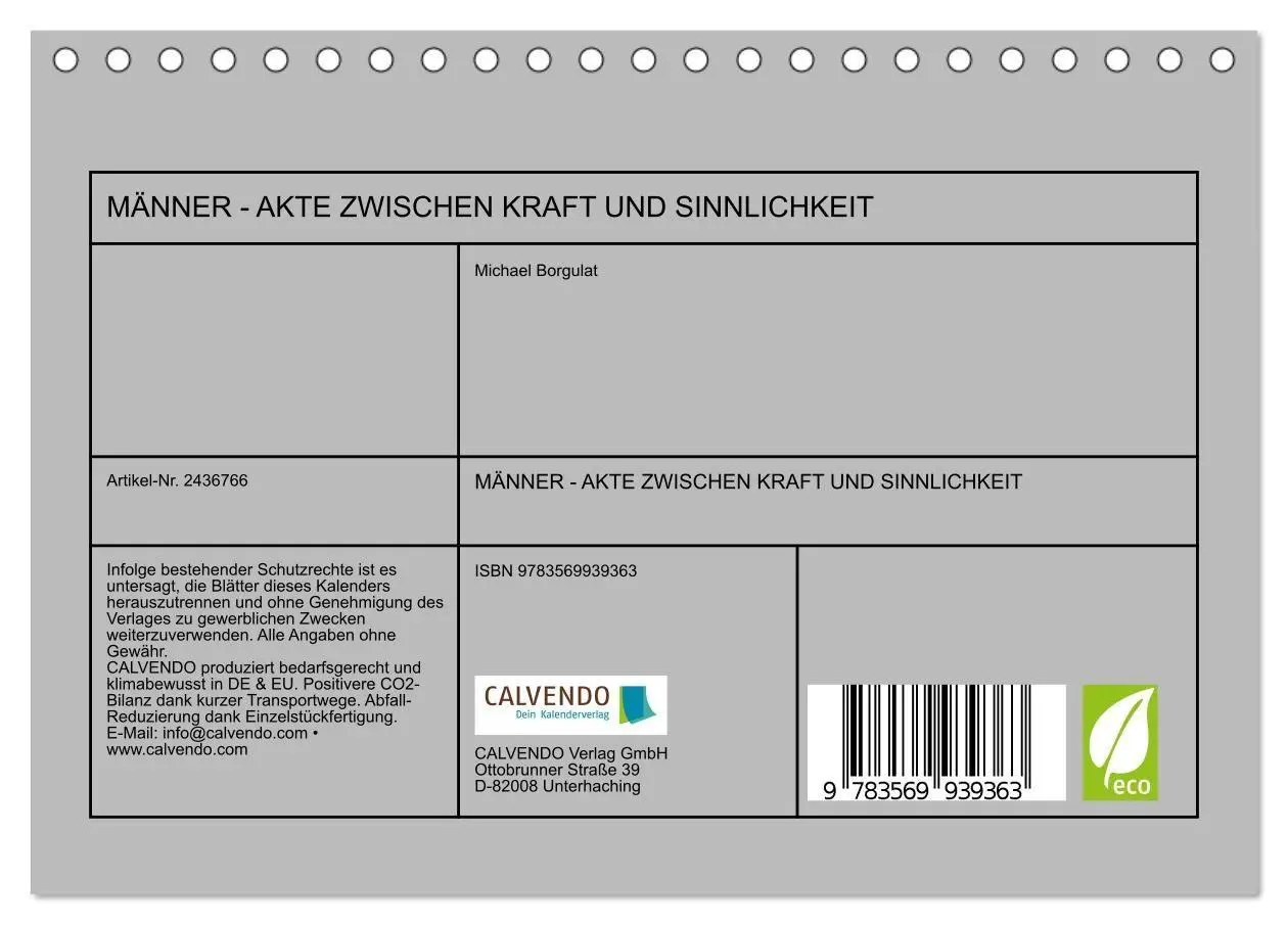 Bild: 9783569939363 | MÄNNER - AKTE ZWISCHEN KRAFT UND SINNLICHKEIT (Tischkalender 2027...