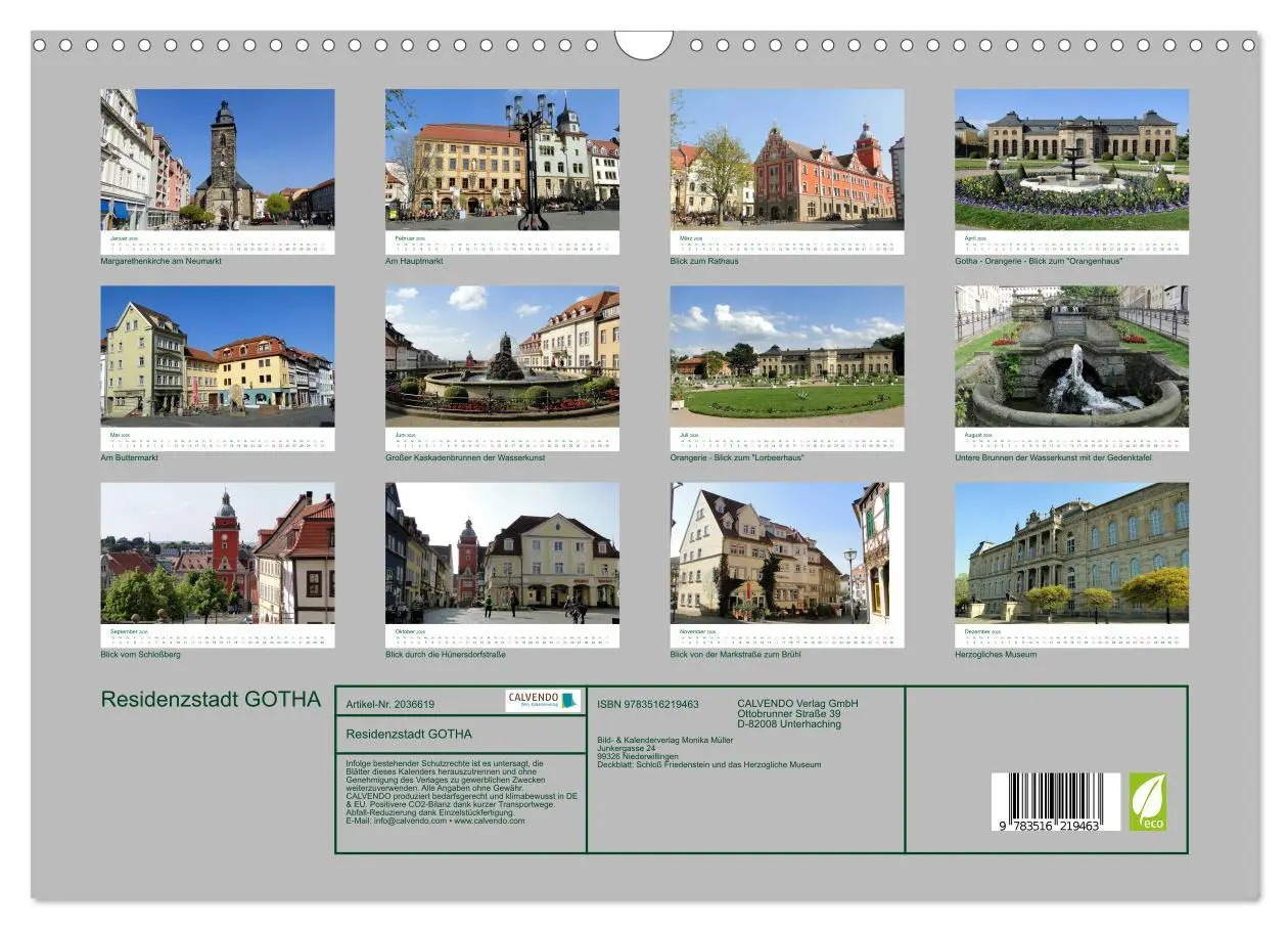 Bild: 9783516219463 | Residenzstadt GOTHA (Wandkalender 2026 DIN A3 quer), CALVENDO...