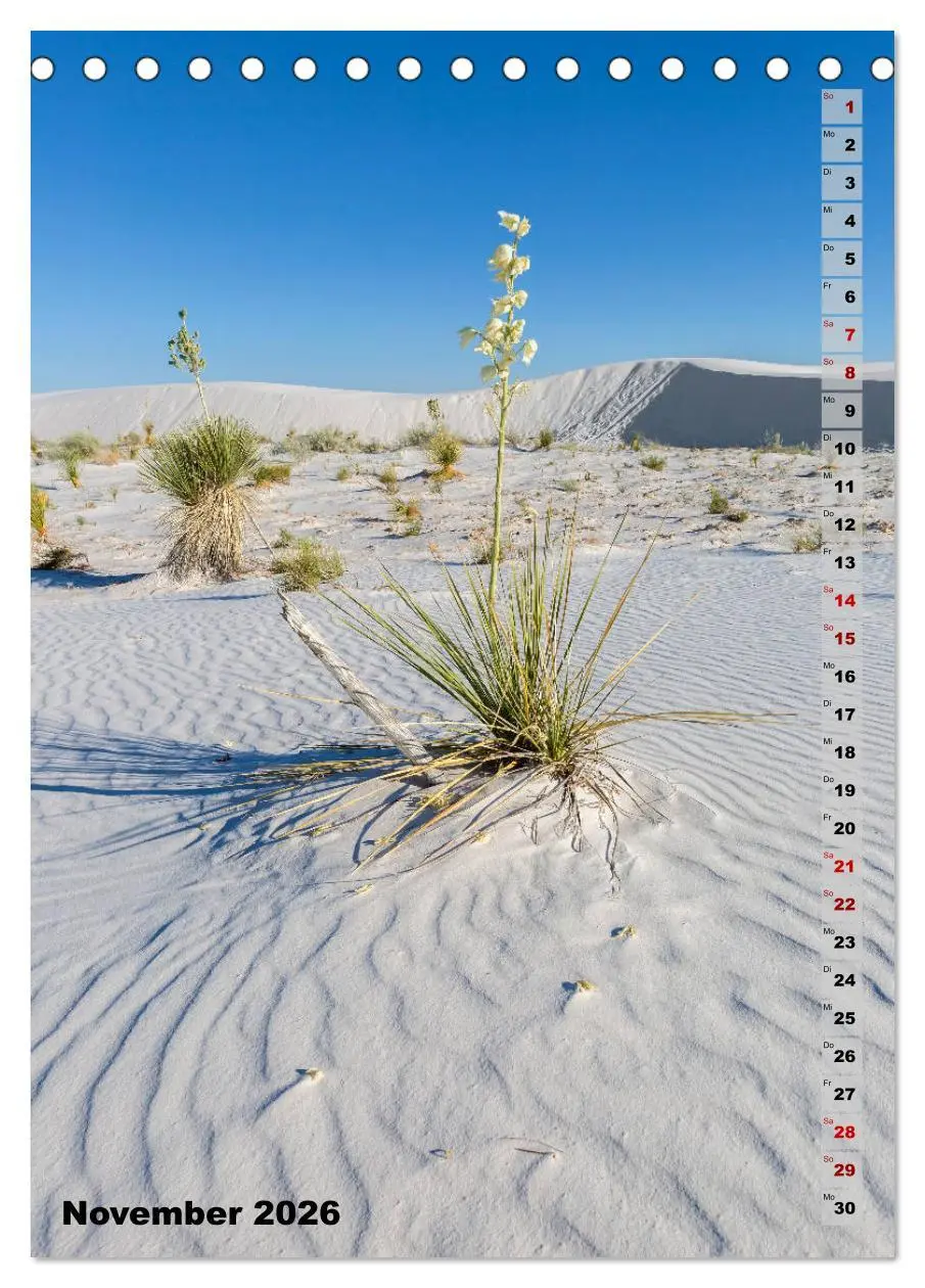 Bild: 9783516389463 | WHITE SANDS NATIONAL MONUMENT Wüstenimpressionen (Tischkalender...