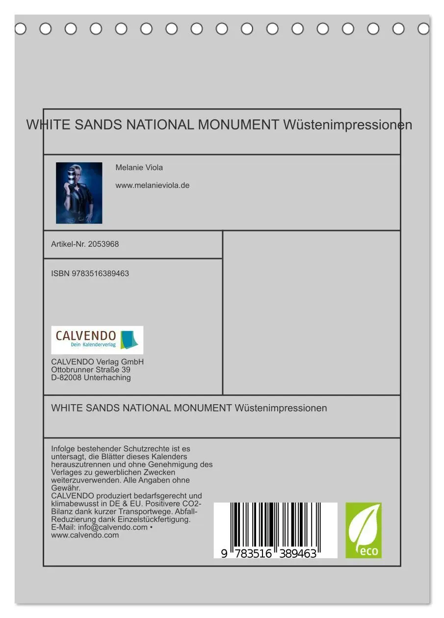 Bild: 9783516389463 | WHITE SANDS NATIONAL MONUMENT Wüstenimpressionen (Tischkalender...