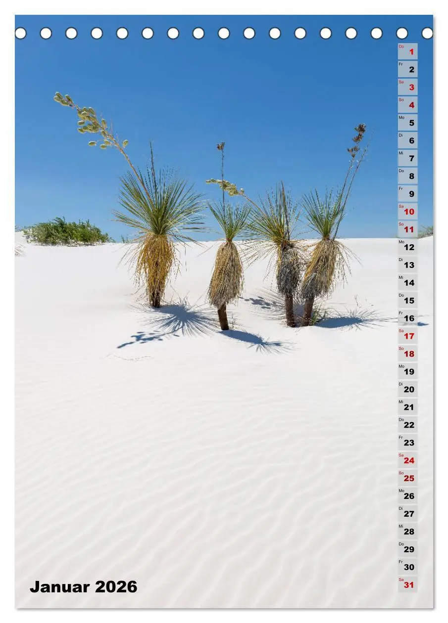 Bild: 9783516389463 | WHITE SANDS NATIONAL MONUMENT Wüstenimpressionen (Tischkalender...