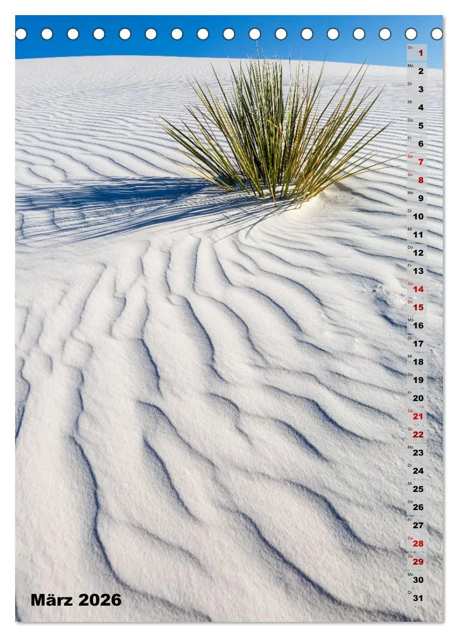 Bild: 9783516389463 | WHITE SANDS NATIONAL MONUMENT Wüstenimpressionen (Tischkalender...
