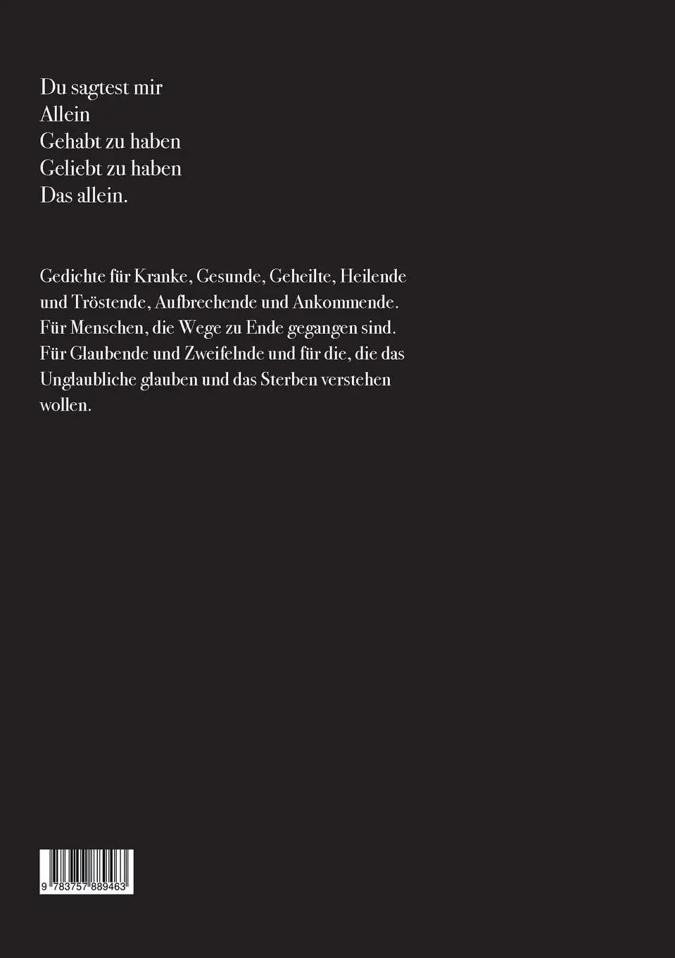 Rückseite: 9783757889463 | Unverletzt | Gedichte | Cosima Stawenow | Taschenbuch | Paperback