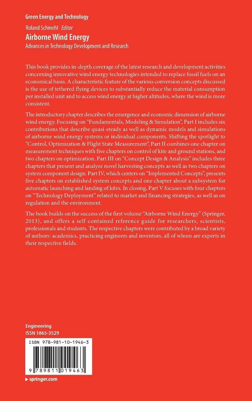 Rückseite: 9789811019463 | Airborne Wind Energy | Advances in Technology Development and Research