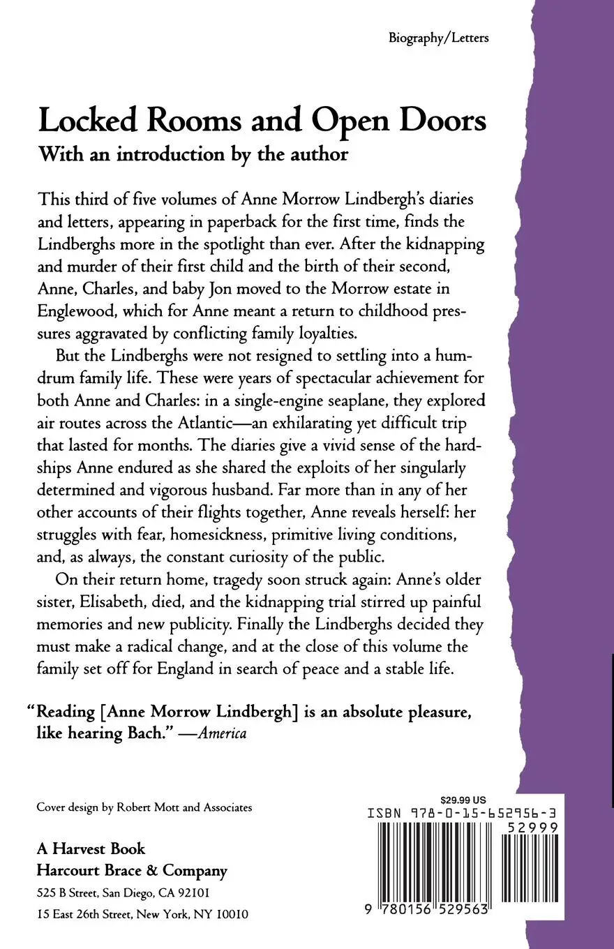Rückseite: 9780156529563 | Locked Rooms Open Doors | Anne Morrow Lindbergh (u. a.) | Taschenbuch