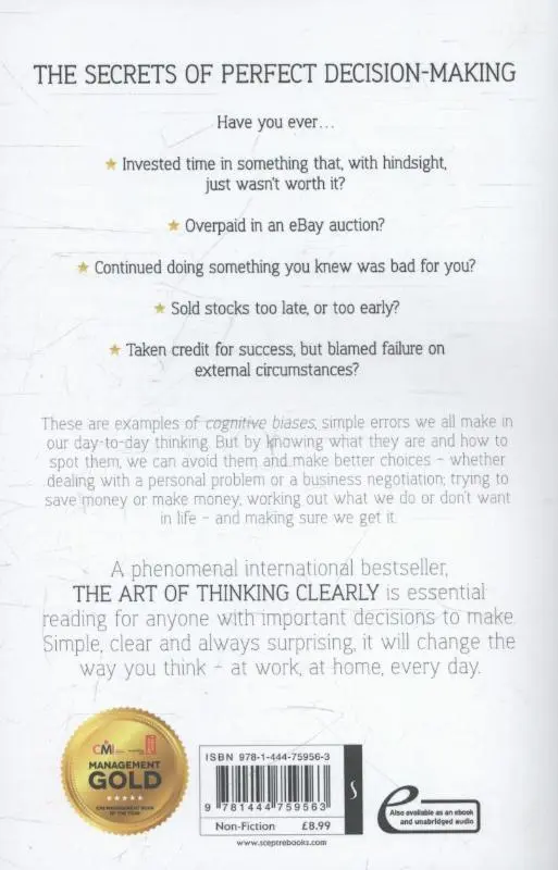 Rückseite: 9781444759563 | The Art of Thinking Clearly | The Secrets of Perfect Decision-Making