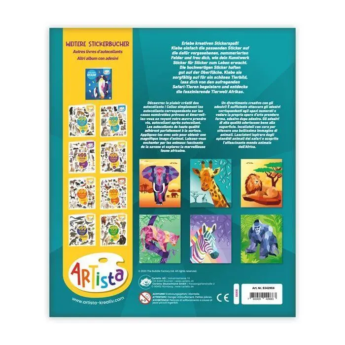 Bild: 7640409429663 | Sticker Painting Buch Safari (MQ3) | Herausgegeben von ARTISTA | Spiel