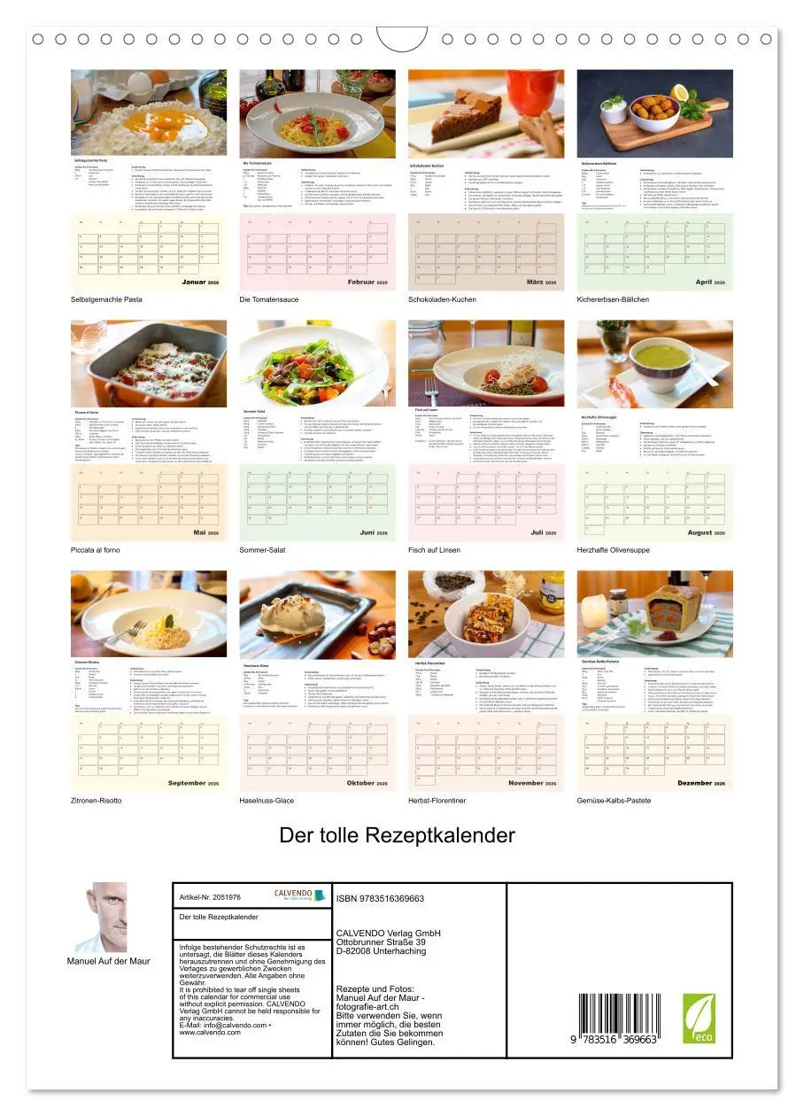Bild: 9783516369663 | Der tolle Rezeptkalender (Wandkalender 2026 DIN A3 hoch), CALVENDO...
