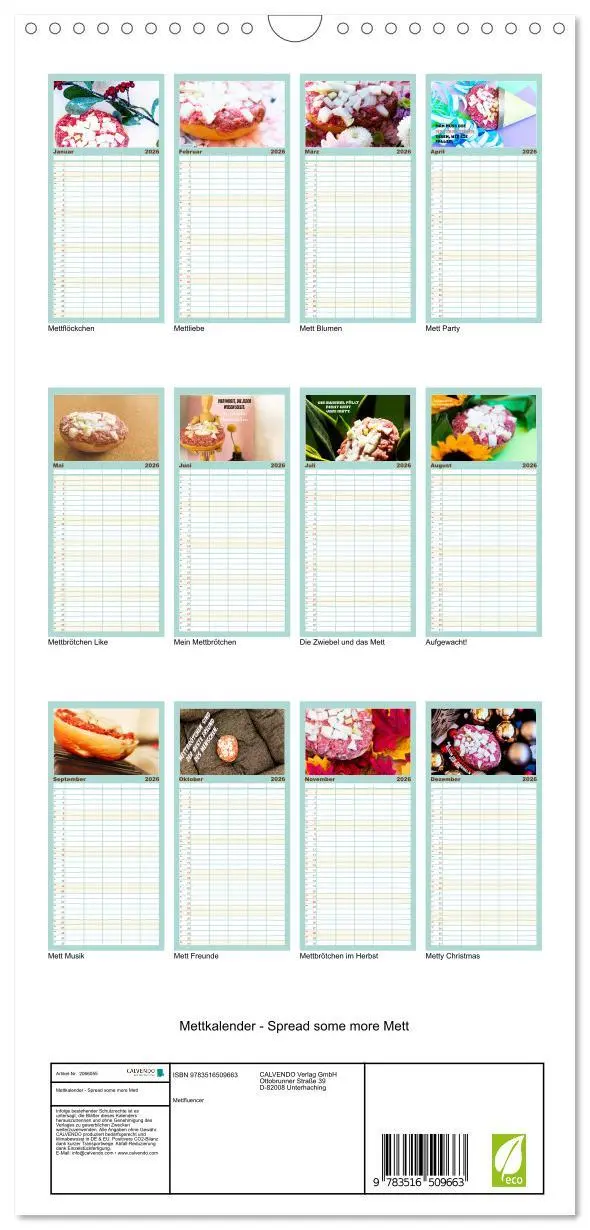 Bild: 9783516509663 | Familienplaner 2026 - Mettkalender - Spread some more Mett mit 5...
