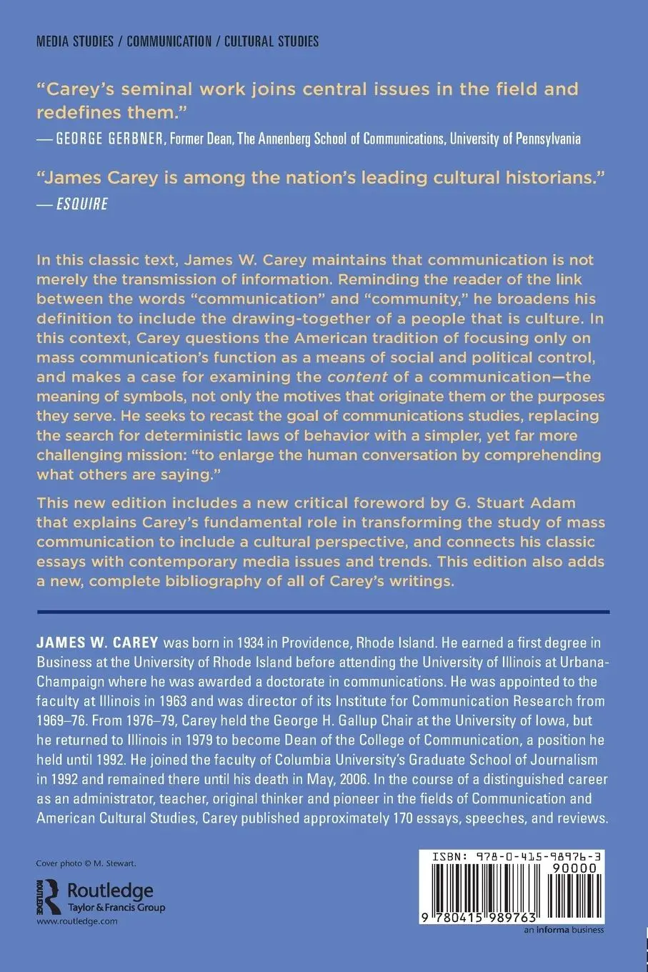 Rückseite: 9780415989763 | Communication as Culture, Revised Edition | James W. Carey | Buch