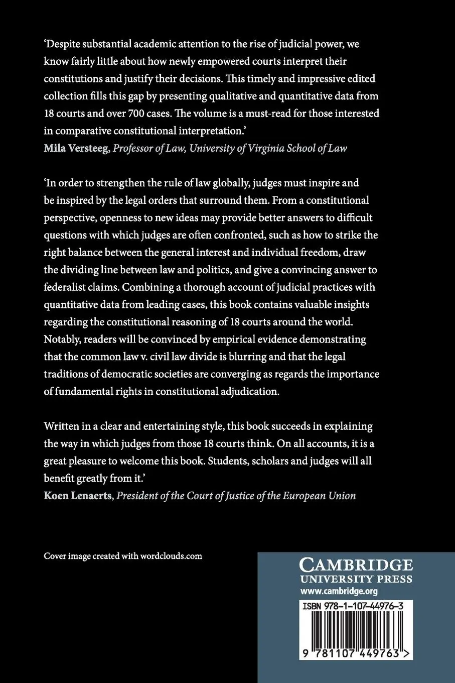 Rückseite: 9781107449763 | Comparative Constitutional Reasoning | András Jakab (u. a.) | Buch