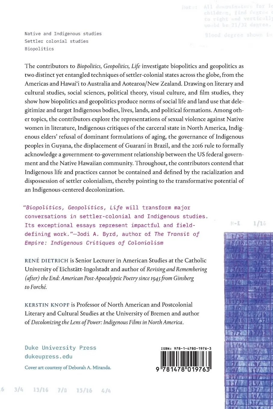 Rückseite: 9781478019763 | Biopolitics, Geopolitics, Life | René Dietrich | Taschenbuch | 2023