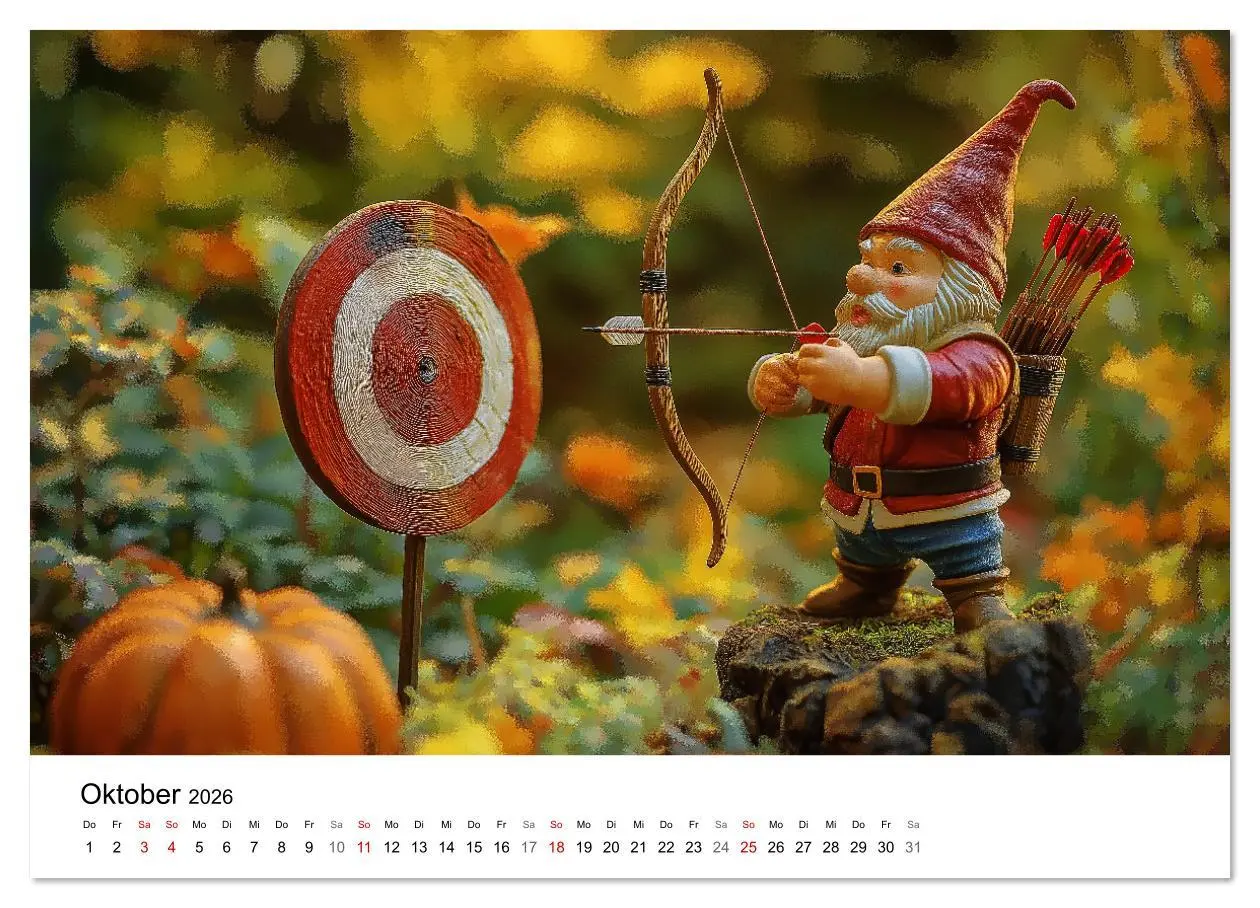 Bild: 9783457339763 | Sportliche Gartenzwerge (Wandkalender 2026 DIN A3 quer), CALVENDO...