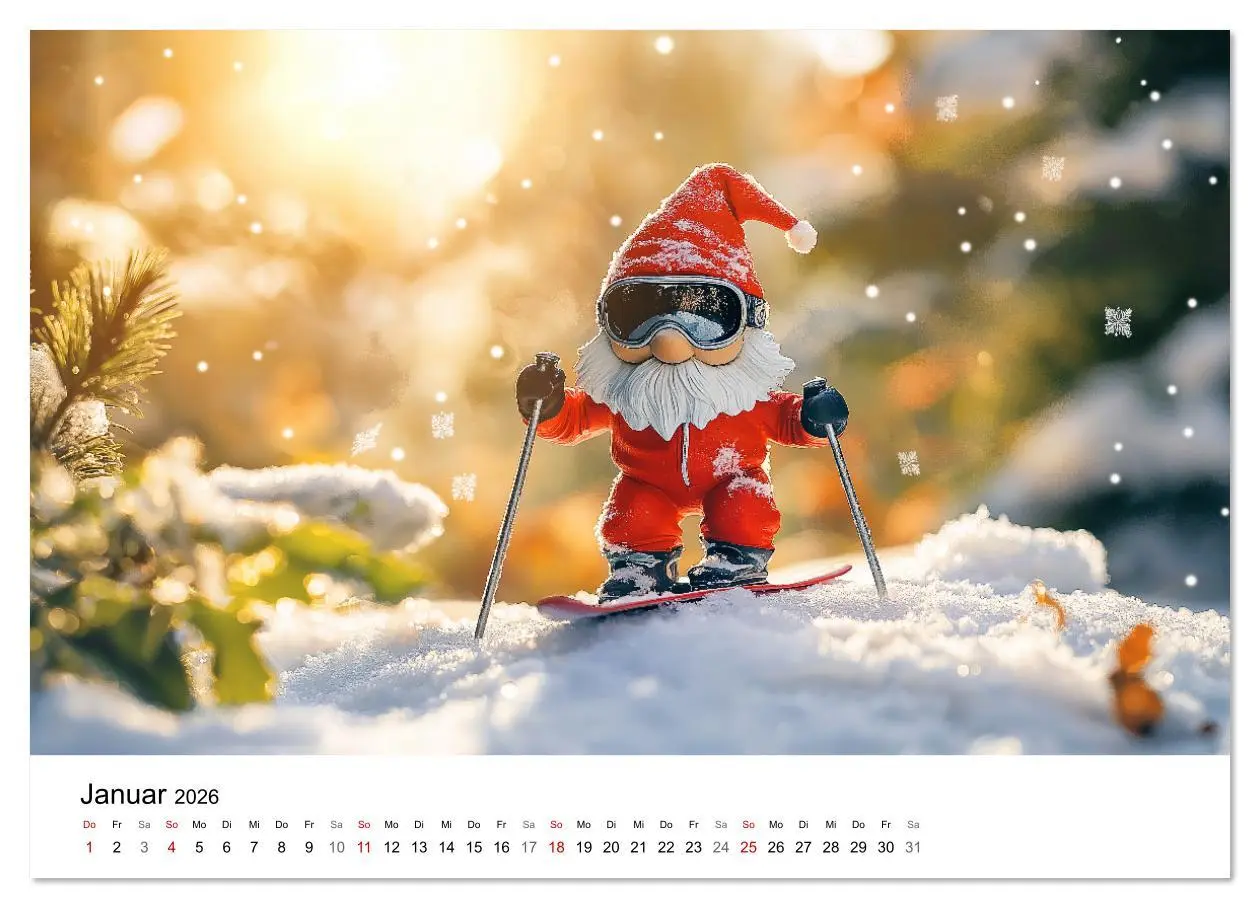 Bild: 9783457339763 | Sportliche Gartenzwerge (Wandkalender 2026 DIN A3 quer), CALVENDO...