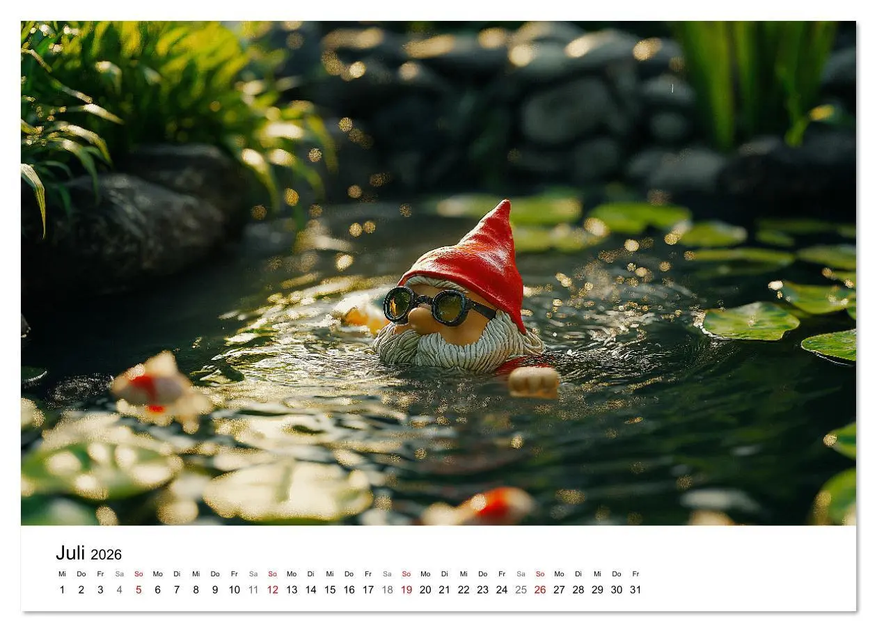 Bild: 9783457339763 | Sportliche Gartenzwerge (Wandkalender 2026 DIN A3 quer), CALVENDO...