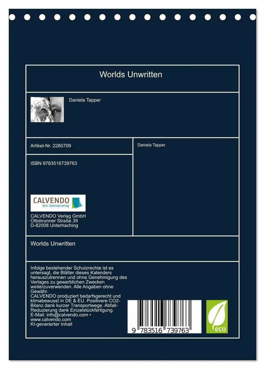 Bild: 9783516739763 | Worlds Unwritten (Tischkalender 2026 DIN A5 hoch), CALVENDO...