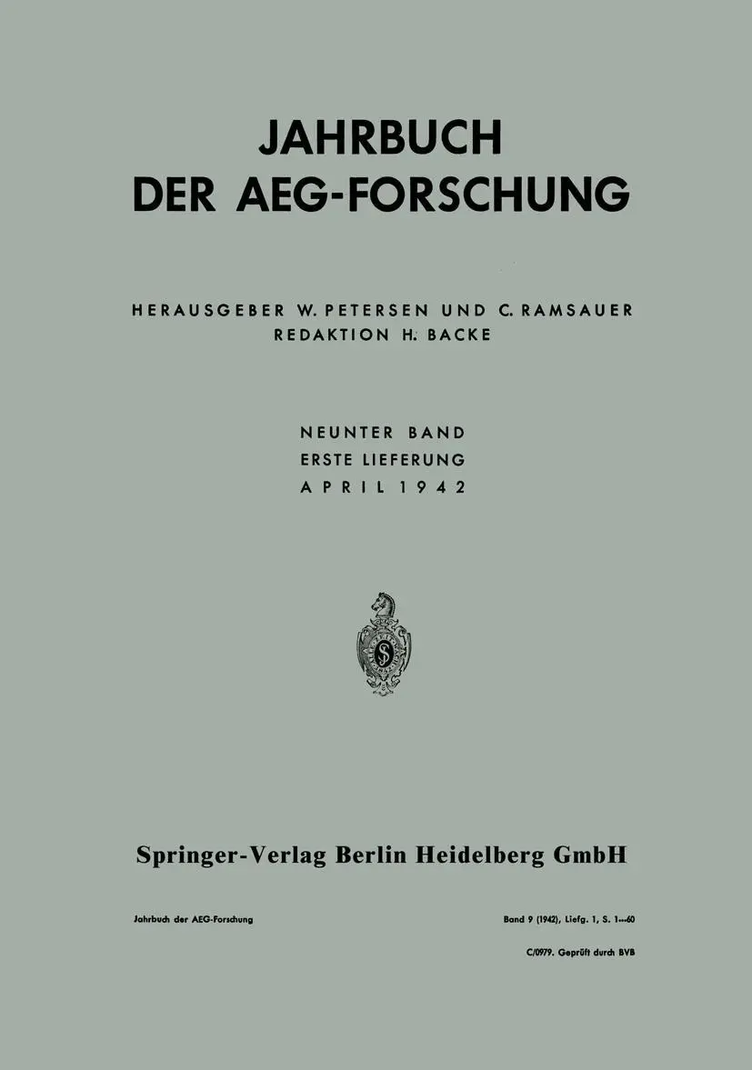 Cover: 9783662269763 | Jahrbuch der AEG-Forschung | Neunter Band | Anton J. Schmideck | Buch