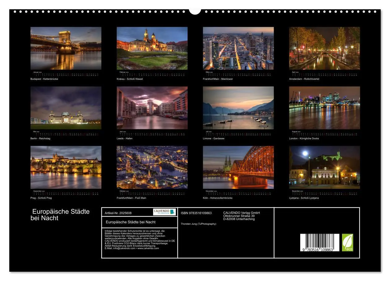 Bild: 9783516109863 | Europäische Städte bei Nacht (hochwertiger Premium Wandkalender...