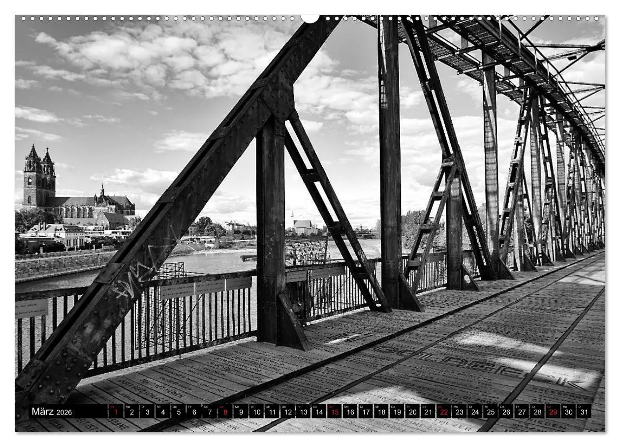 Bild: 9783516029963 | Magdeburg in Schwarz - Weiß (hochwertiger Premium Wandkalender 2026...