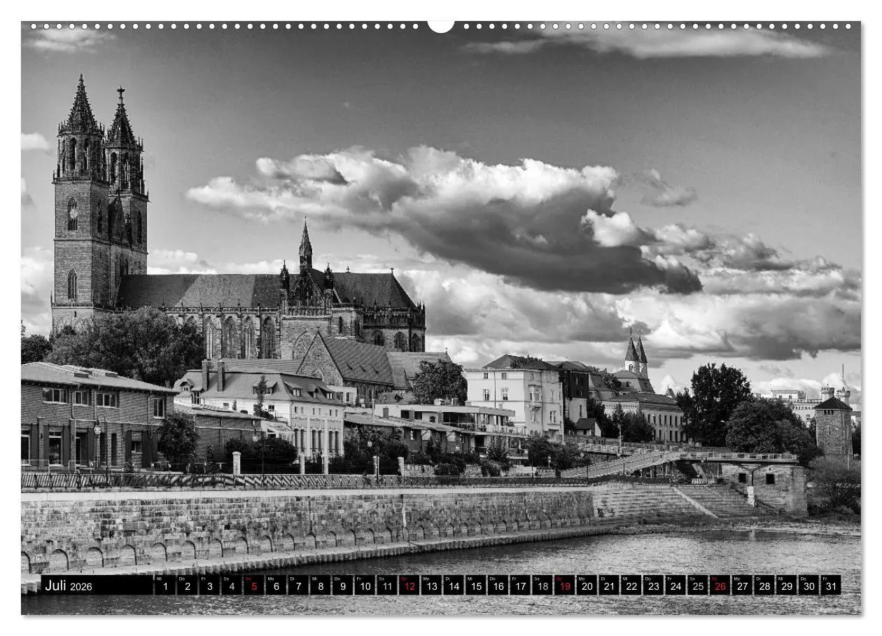 Bild: 9783516029963 | Magdeburg in Schwarz - Weiß (hochwertiger Premium Wandkalender 2026...