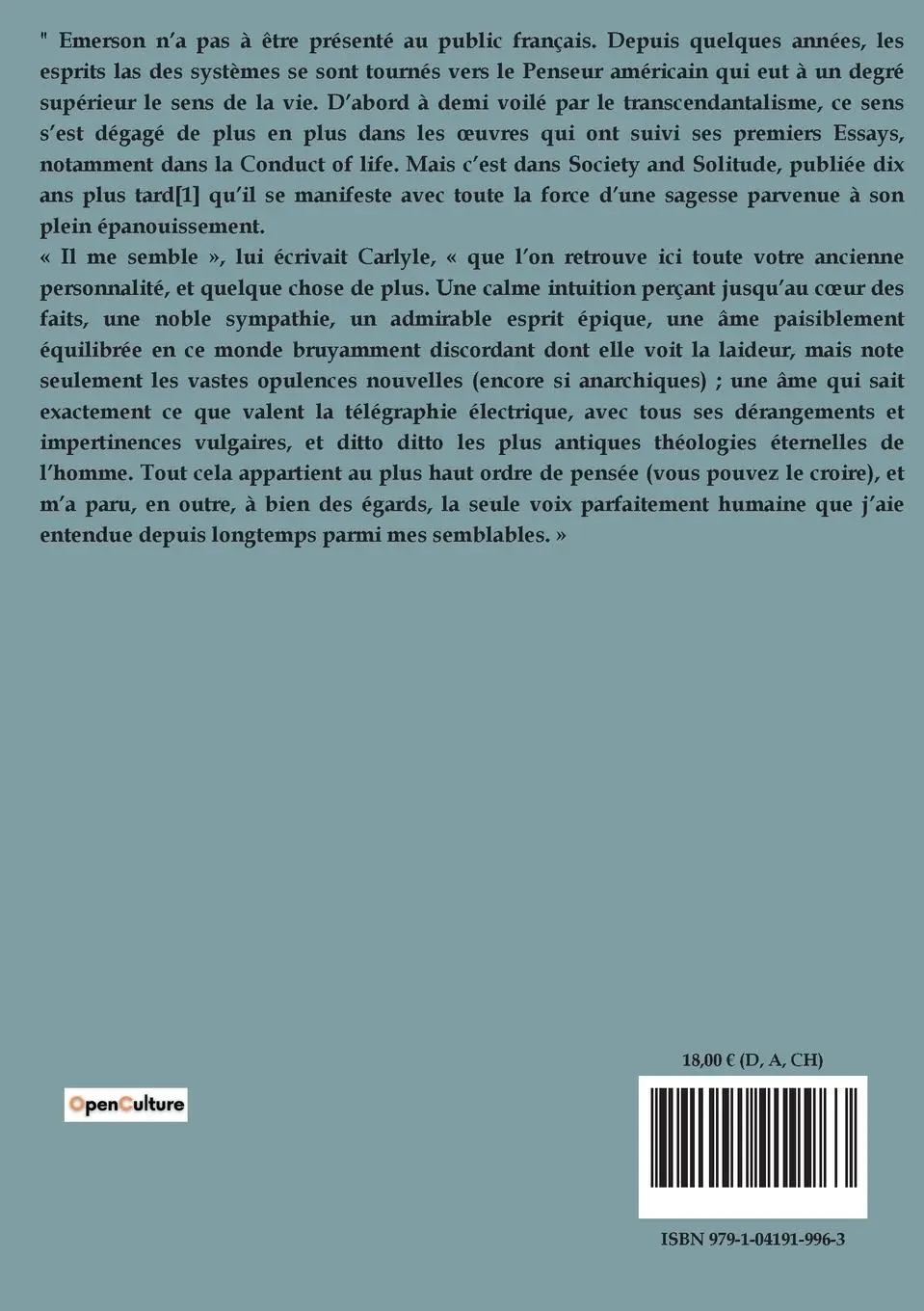 Rückseite: 9791041919963 | Société et solitude | R. W Emerson | Taschenbuch | Französisch | 2023