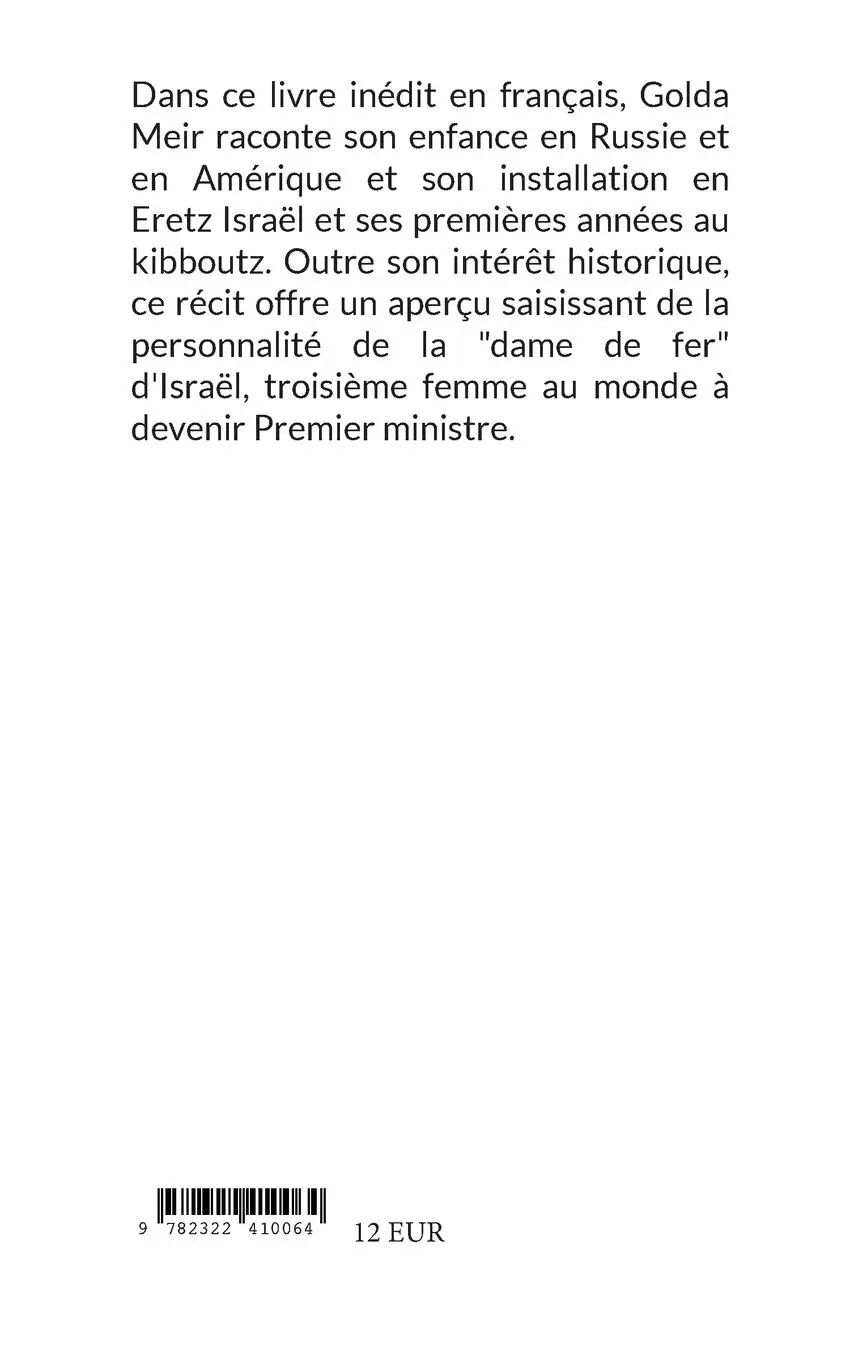 Rückseite: 9782322410064 | La maison de mon père | Fragments autobiographiques | Golda Meir