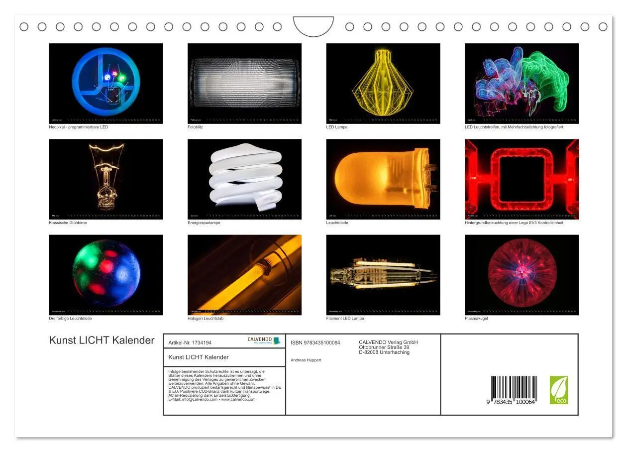 Bild: 9783435100064 | Kunst LICHT Kalender (Wandkalender 2025 DIN A4 quer), CALVENDO...