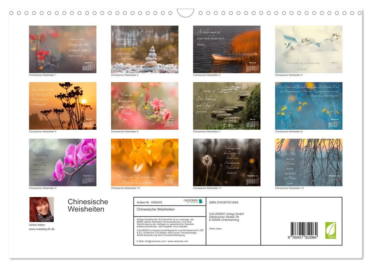 Bild: 9783457810064 | Chinesische Weisheiten (Wandkalender 2026 DIN A3 quer), CALVENDO...