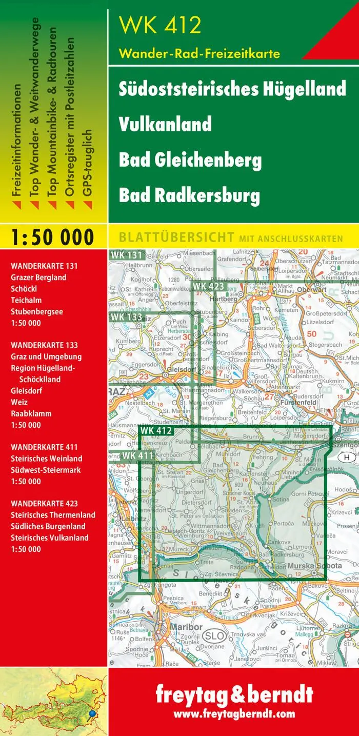 Rückseite: 9783707900064 | Südoststeirisches Hügelland 1 : 50 000. WK 412 | (Land-)Karte | 2017