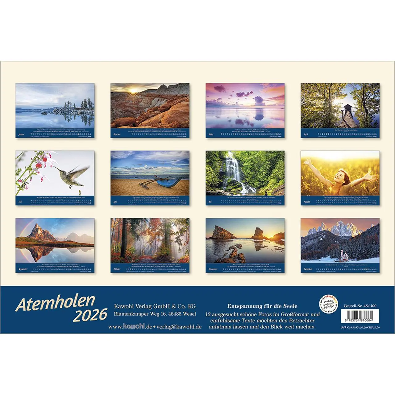 Bild: 9783754810064 | Atemholen 2026 | Oasen der Stille für ein Leben mit Weitblick | 14 S.