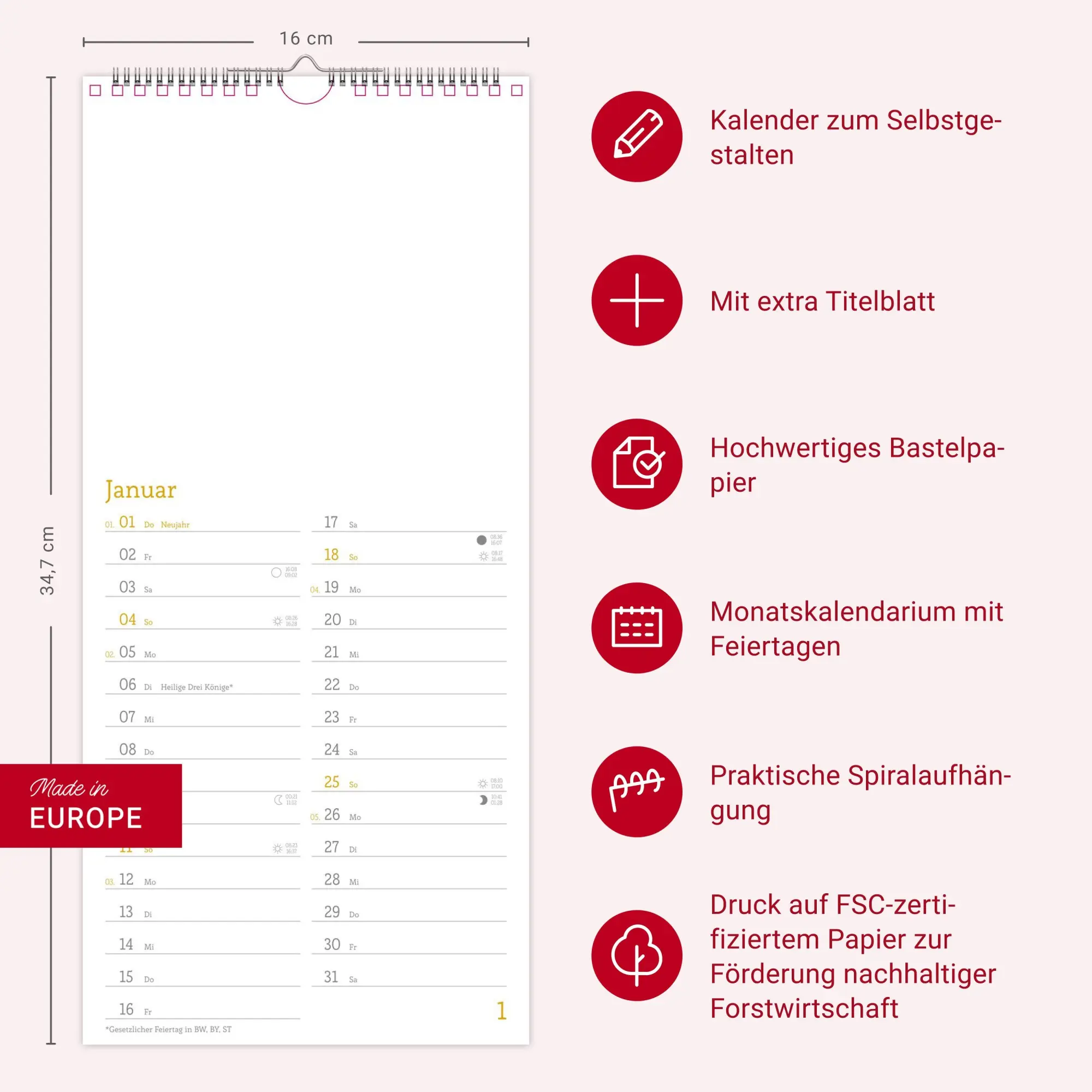 Bild: 9783756410064 | Kalender zum Selbstgestalten 2026 | Heye | Kalender | Spiralbindung