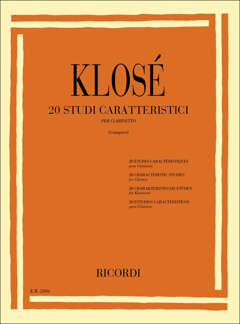 Cover: 9790041820064 | 20 Studi Caratteristici | Per Clarinetto | Hyacinte Eleonore Klosé