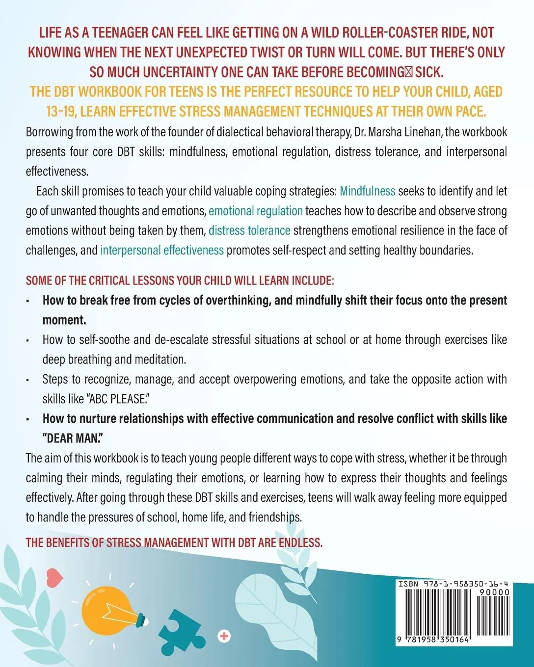 Rückseite: 9781958350164 | The DBT Workbook for Teens | Richard Bass | Taschenbuch | Englisch