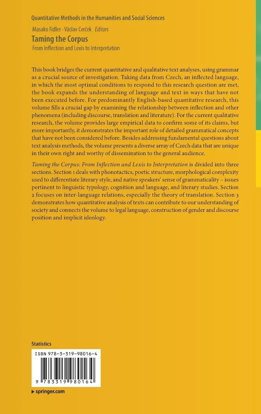 Rückseite: 9783319980164 | Taming the Corpus | From Inflection and Lexis to Interpretation | Buch