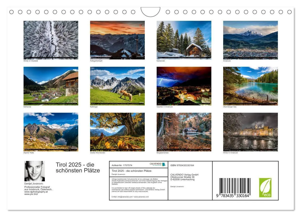 Bild: 9783435330164 | Tirol 2025 - die schönsten Plätze (Wandkalender 2025 DIN A4 quer),...