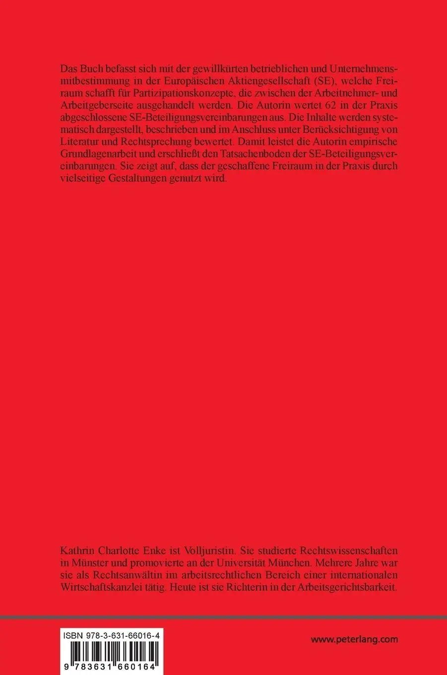 Rückseite: 9783631660164 | Beteiligungsvereinbarungen nach § 21 SEBG | Kathrin Enke | Buch | 2015