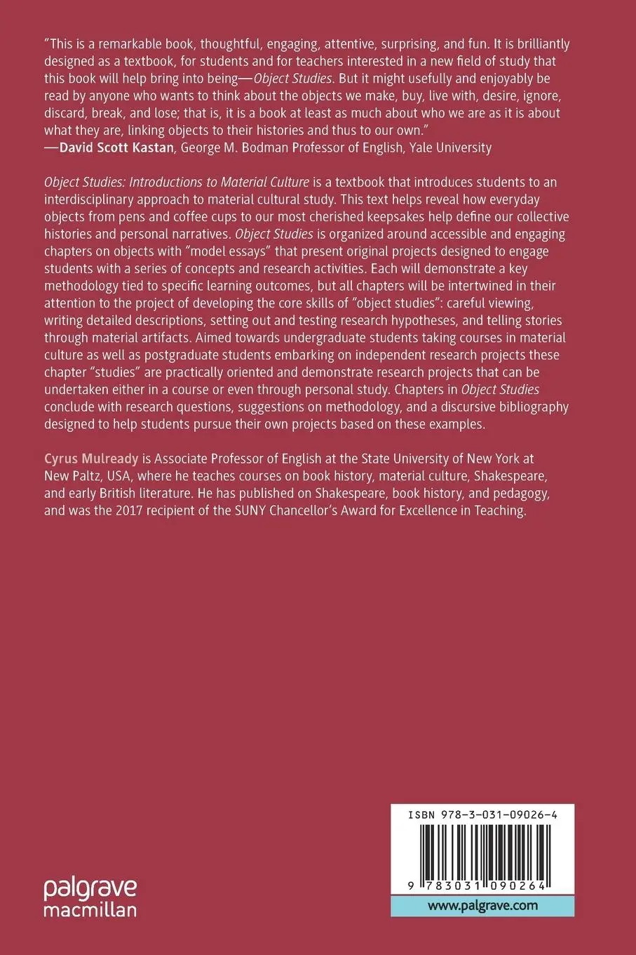 Rückseite: 9783031090264 | Object Studies | Introductions to Material Culture | Cyrus Mulready