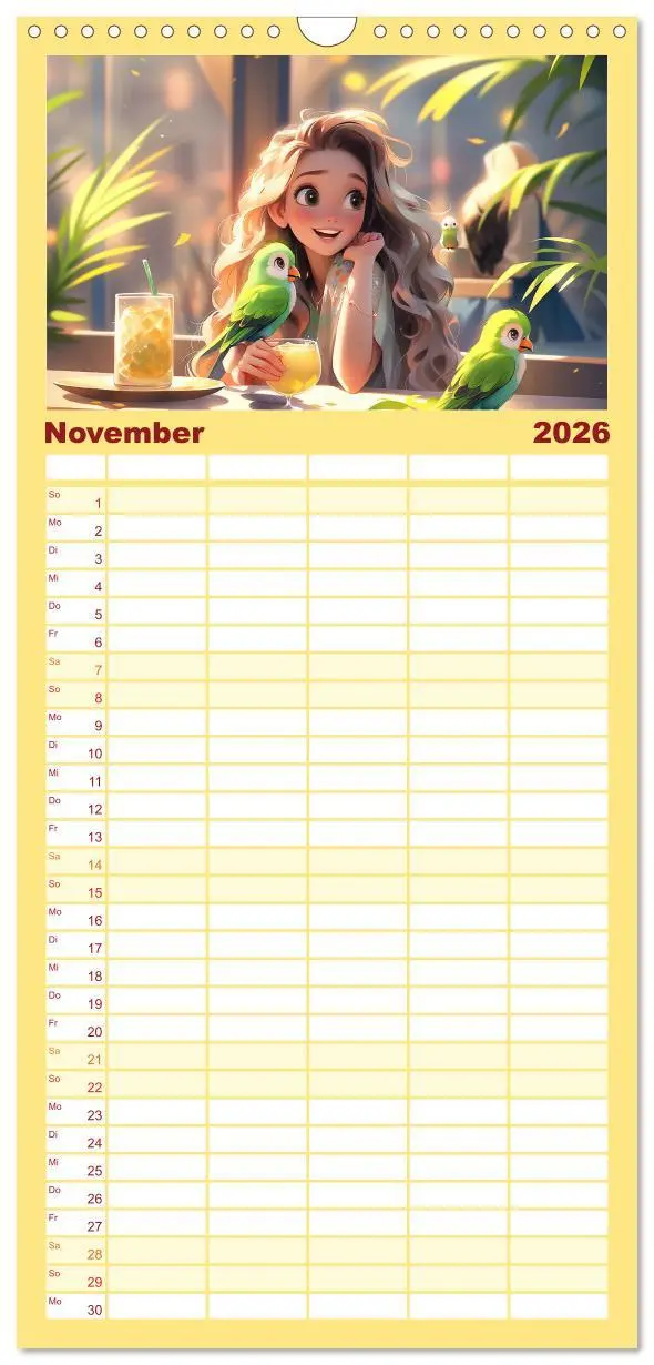 Bild: 9783516500264 | Familienplaner 2026 - Manga Tierliebe mit 5 Spalten (Wandkalender,...