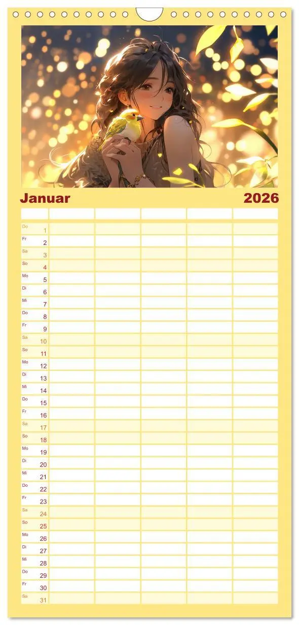 Bild: 9783516500264 | Familienplaner 2026 - Manga Tierliebe mit 5 Spalten (Wandkalender,...