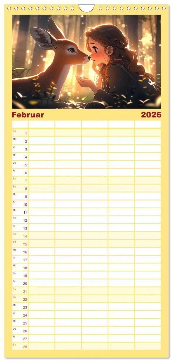 Bild: 9783516500264 | Familienplaner 2026 - Manga Tierliebe mit 5 Spalten (Wandkalender,...
