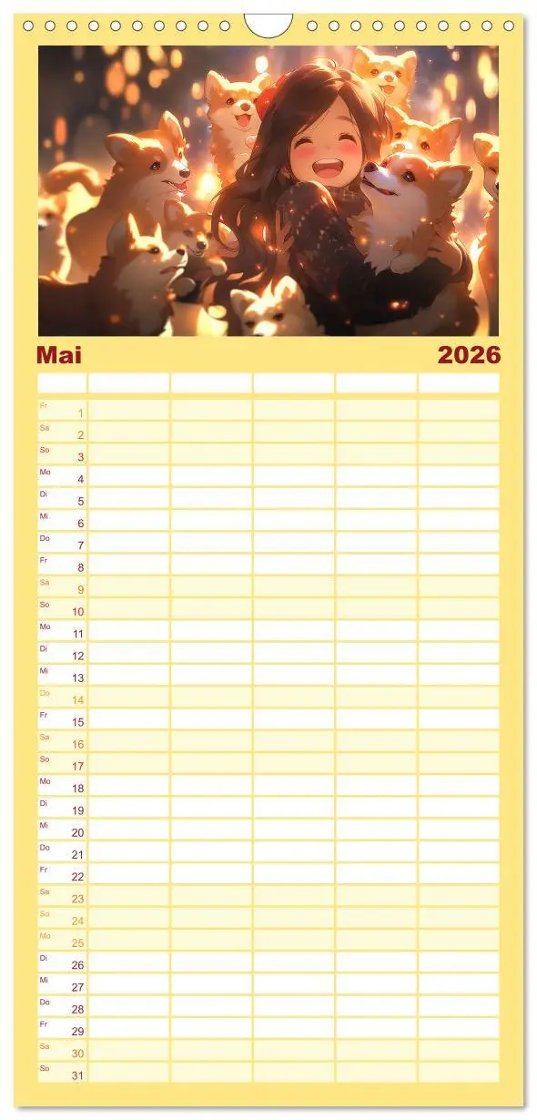 Bild: 9783516500264 | Familienplaner 2026 - Manga Tierliebe mit 5 Spalten (Wandkalender,...