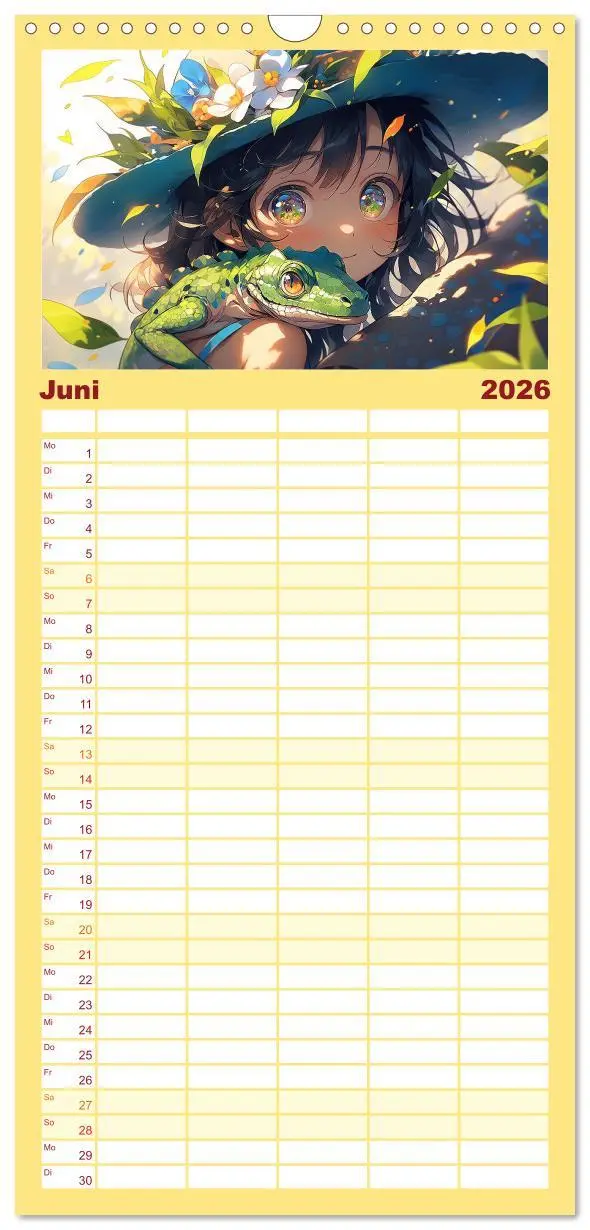 Bild: 9783516500264 | Familienplaner 2026 - Manga Tierliebe mit 5 Spalten (Wandkalender,...