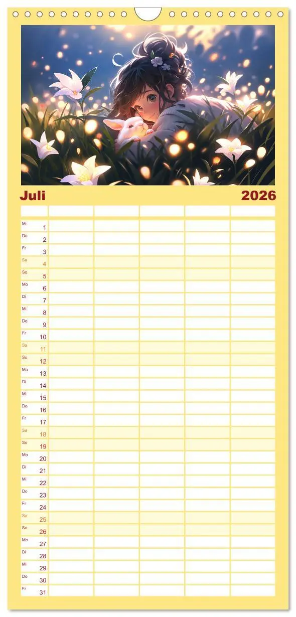 Bild: 9783516500264 | Familienplaner 2026 - Manga Tierliebe mit 5 Spalten (Wandkalender,...