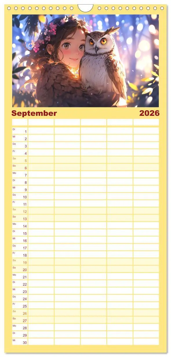 Bild: 9783516500264 | Familienplaner 2026 - Manga Tierliebe mit 5 Spalten (Wandkalender,...