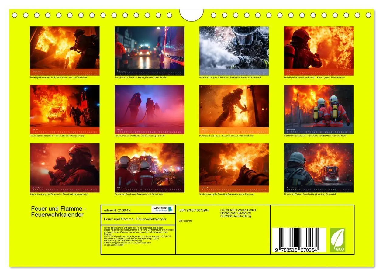 Bild: 9783516670264 | Feuer und Flamme - Feuerwehrkalender (Wandkalender 2026 DIN A4...