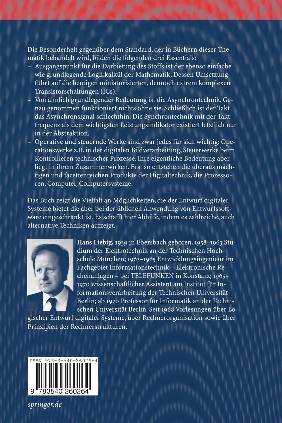 Rückseite: 9783540260264 | Logischer Entwurf digitaler Systeme | Hans Liebig | Taschenbuch | xi