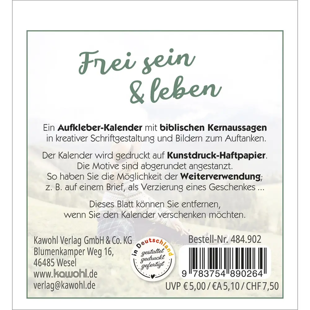 Bild: 9783754890264 | Frei sein &amp; leben 2026 | Aufkleber-Kalender | Kalender | Spiralbindung