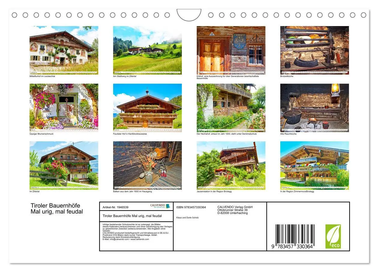 Bild: 9783457330364 | Tiroler Bauernhöfe Mal urig, mal feudal (Wandkalender 2026 DIN A4...
