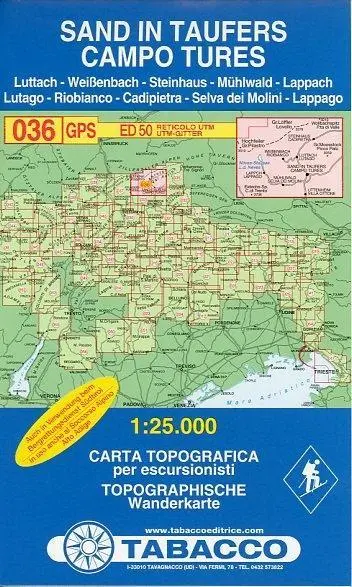 Cover: 9788883150364 | Tabacco Wandern 1 : 25 000 Sand in Taufers / Campo Tures | Italienisch